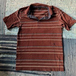 Volcom Brown Stripe Polo Short Sleeve - Small